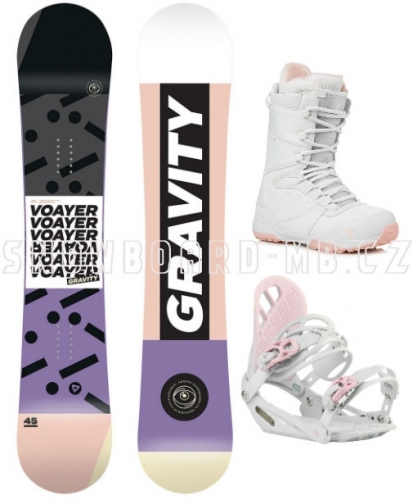 Dámský snowboardový set Gravity Voayer s bílo-růžovými botami1