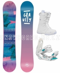 Dámský snowboard komplet Gravity Voayer modro růžový s botami