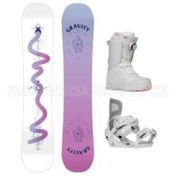 Dívčí snowboardový komplet Gravity Fairy, bílý set s botami s kolečkem